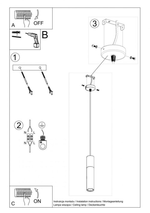 Sollux Lampa wisząca BORGIO 1 biały