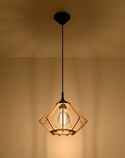 Sollux Lighting Lampa wisząca POMPELMO naturalne drewno