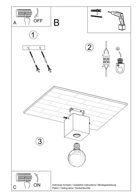 Sollux Lampa Plafon ARIZ naturalne drewno