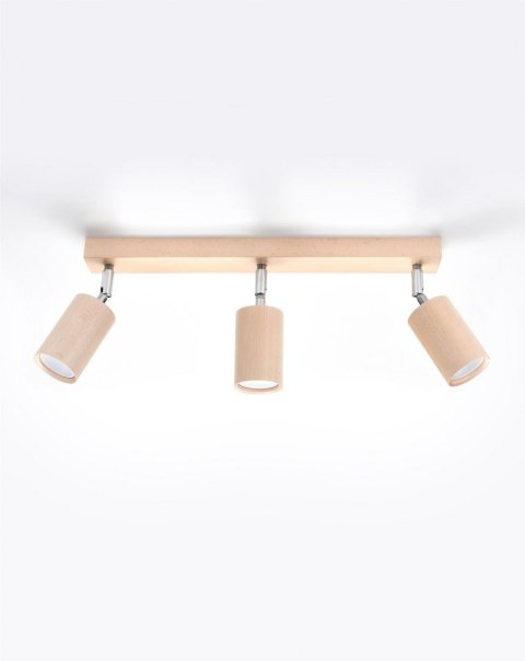 Sollux Lampa Plafon BERG 3 naturalne drewno
