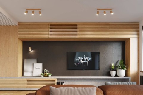 Sollux Lampa Plafon BERG 3 naturalne drewno