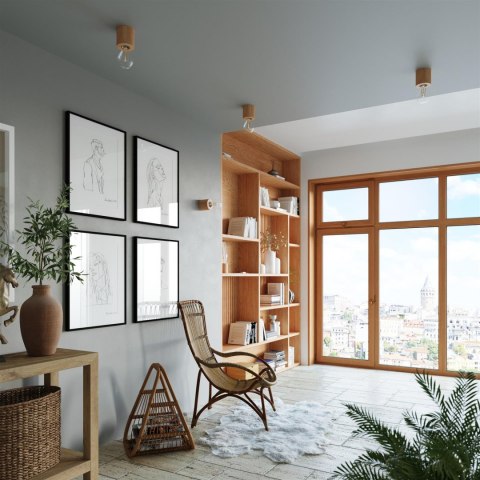 Sollux Lampa Plafon SALGADO naturalne drewno