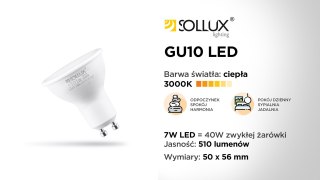 Sollux Żarówka LED GU10 3000K 7W 510lm
