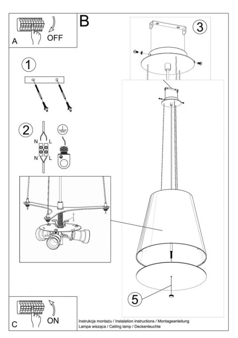 Sollux Lampa Żyrandol GENEVE 50 czarny