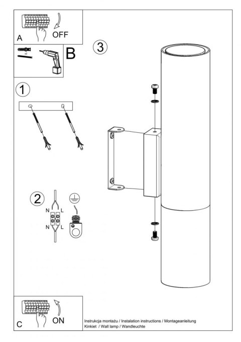 Sollux Lampa Kinkiet LOOPEZ czarny/złoty
