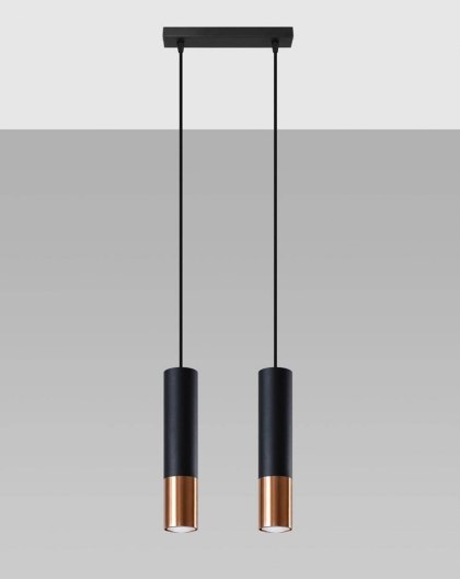 Sollux Lighting Lampa wisząca LOOPEZ 2 czarny/miedź