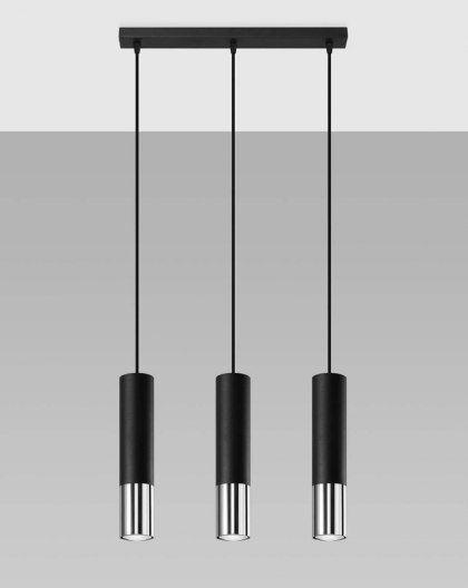 Sollux Lighting Lampa wisząca LOOPEZ 3L czarny/chrom