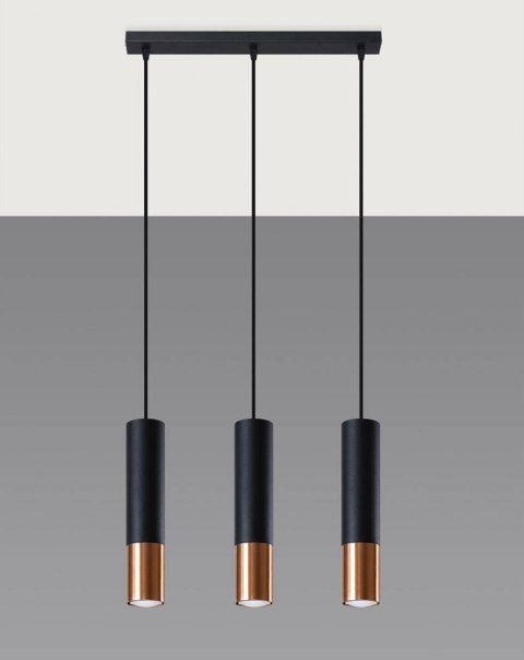 Lampa wisząca LOOPEZ 3L czarny/miedź