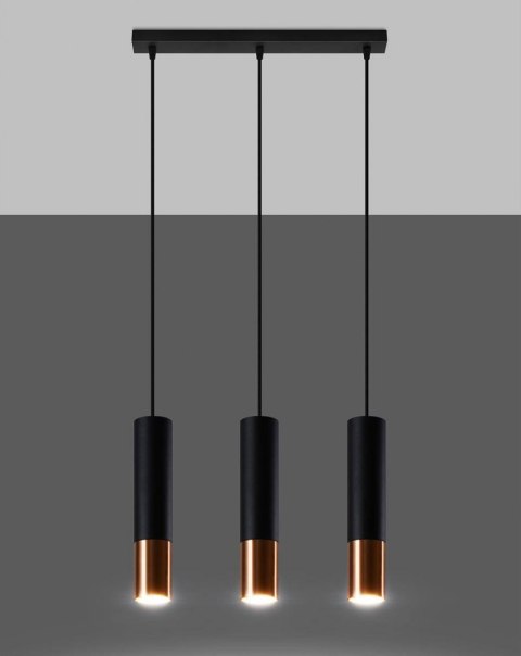 Lampa wisząca LOOPEZ 3L czarny/miedź