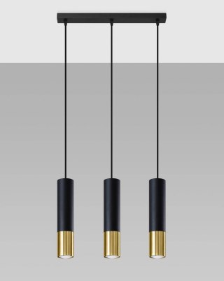 Sollux Lampa wisząca LOOPEZ 3L czarny/złoty
