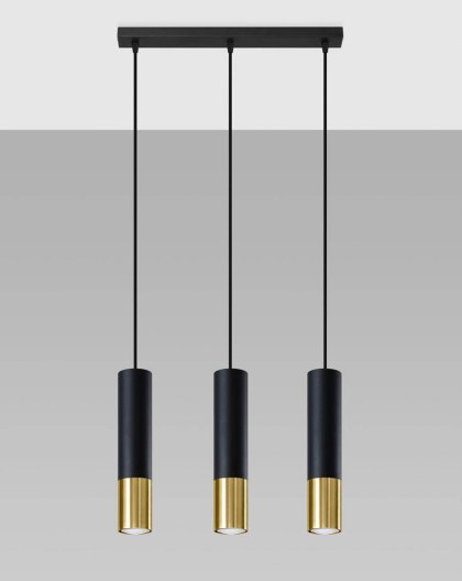 Sollux Lighting Lampa wisząca LOOPEZ 3L czarny/złoty