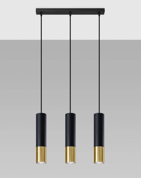 Sollux Lampa wisząca LOOPEZ 3L czarny/złoty