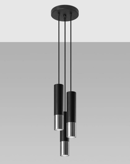 Sollux Lighting Lampa wisząca LOOPEZ 3P czarny/chrom