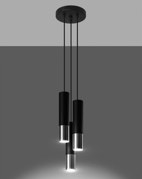 Sollux Lampa wisząca LOOPEZ 3P czarny/chrom