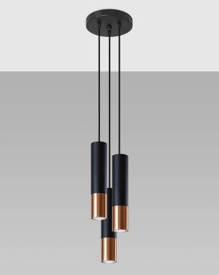 Sollux Lampa wisząca LOOPEZ 3P czarny/miedź