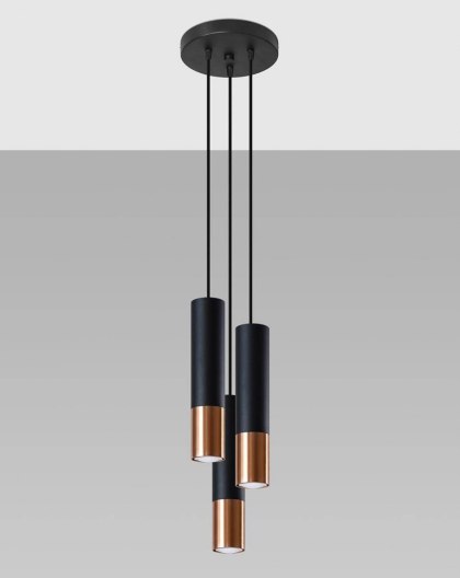 Sollux Lighting Lampa wisząca LOOPEZ 3P czarny/miedź