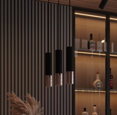 Sollux Lampa wisząca LOOPEZ 3P czarny/miedź