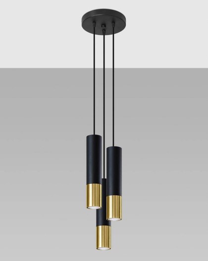 Sollux Lighting Lampa wisząca LOOPEZ 3P czarny/złoty