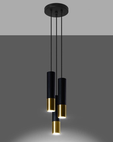 Sollux Lampa wisząca LOOPEZ 3P czarny/złoty
