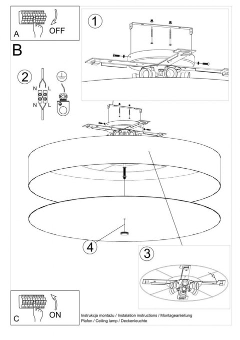 Sollux Lampa Plafon SKALA 100 czarny