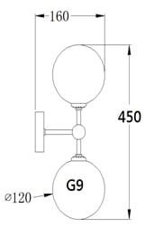 Kinkiet Lampa Ścienna Dorado L 2xG9 złoty Light Prestige LP-002/2W L