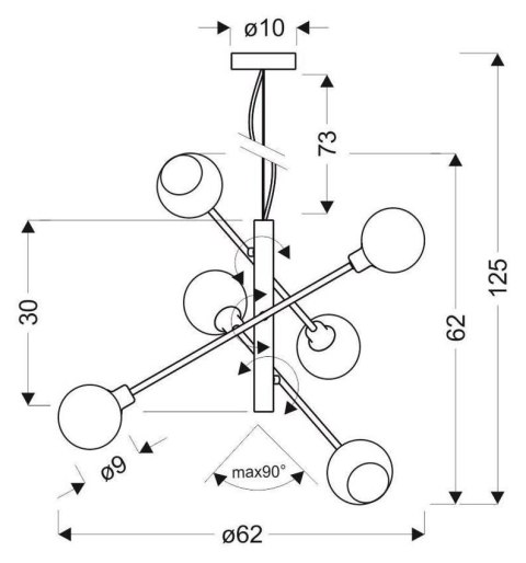 Lampa wisząca 6xE14 62cm Migo LED satyna 36-72528
