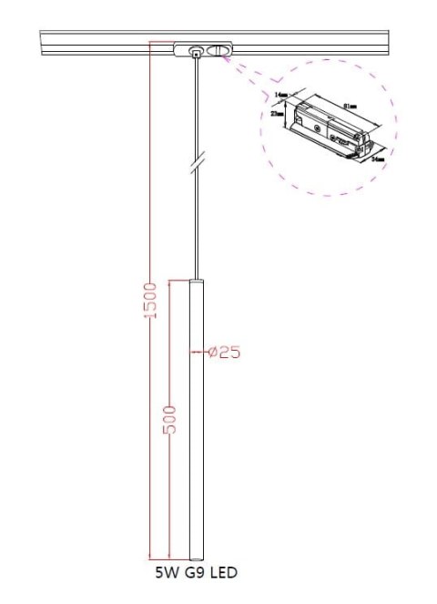 Lampa wisząca Lungo 1 do szynoprzewodu 1F 1xG9 złota LP-894/1P GD 1F