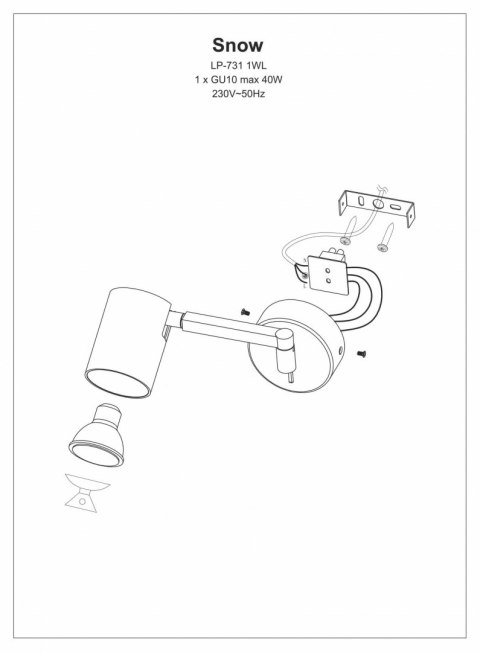 Kinkiet z wysięgnikiem Snow biały 1xGU10 Light Prestige