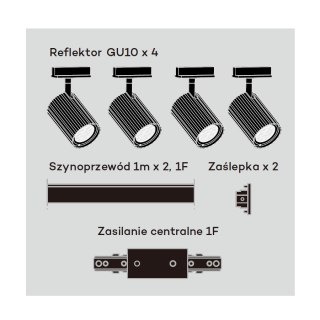 Zestaw oświetlenia szynowego Tokio SET 1F czarny 4xGU10 Light Prestige