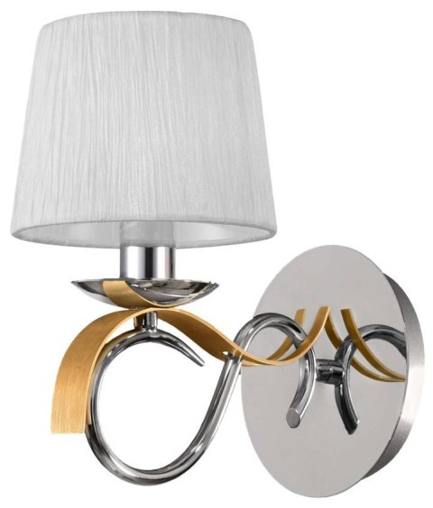 Kinkiet chrom + złoty abażur biały tkany 40W E14 Candellux Denis 21-23643