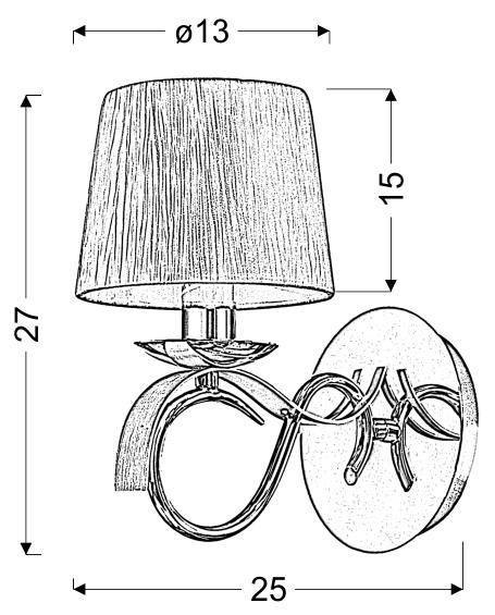Kinkiet chrom + złoty abażur biały tkany 40W E14 Candellux Denis 21-23643