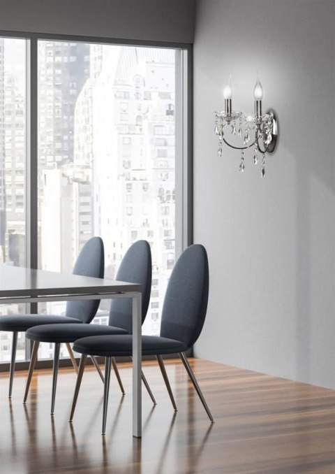 Kinkiet podwójny ścienny chromowy z kryształkami Aurora Candellux 22-96138