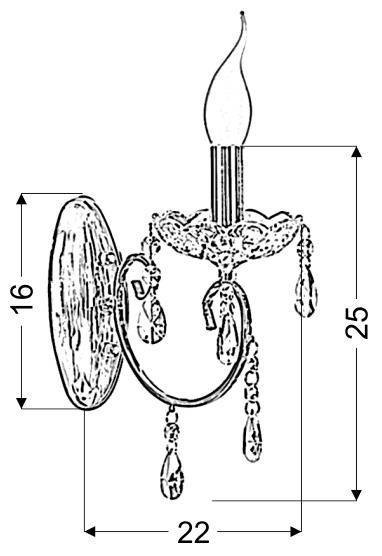 Kinkiet pojedynczy ścienny z kryształkami francuskie złoto Aurora Candellux 21-97609