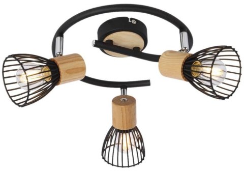Lampa sufitowa spirala 3X25W E14 czarny + drewno ANTICA 98-60952