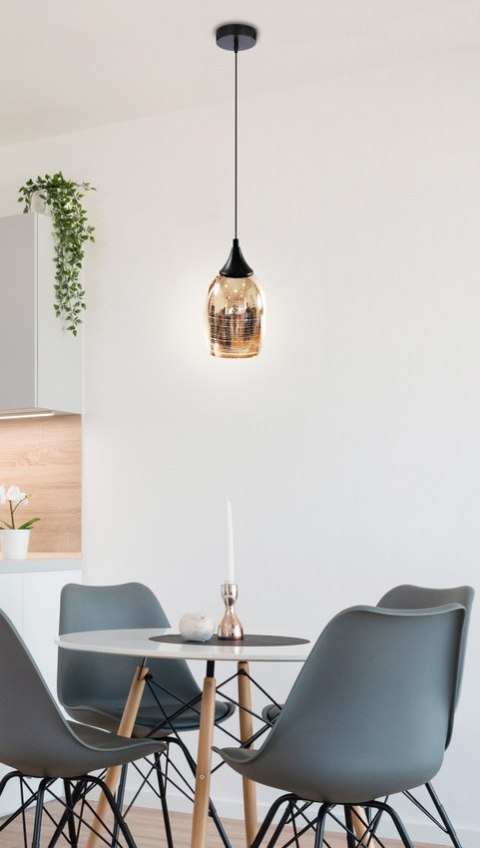 Lampa wisząca miedziana szklany lustrzany klosz Marina Candellux 31-51622