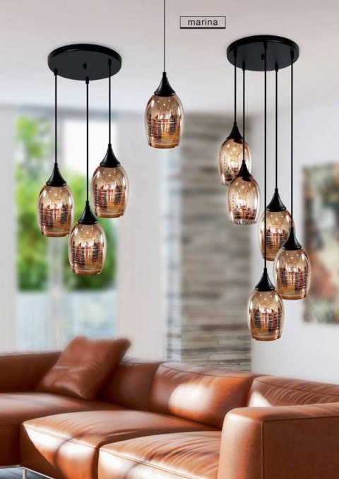 Lampa wisząca miedziana szklany lustrzany klosz Marina Candellux 31-51622