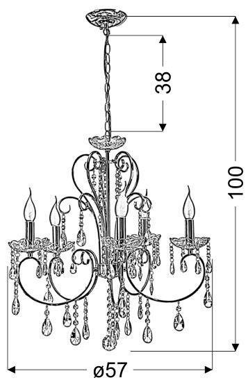 AURORA LAMPA WISZĄCA 5*40W E14 ZŁOTO