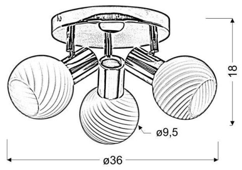 Lampa sufitowa plafon 3X40W E14 chrom TURNO 98-10940