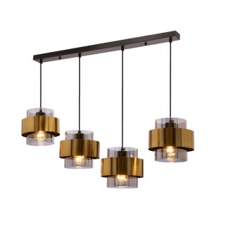 Spiega wisząca czarny mosiężny klosz bezbarwny