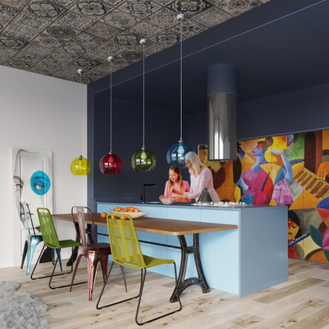 Sollux Lampa wisząca BALL błękitna