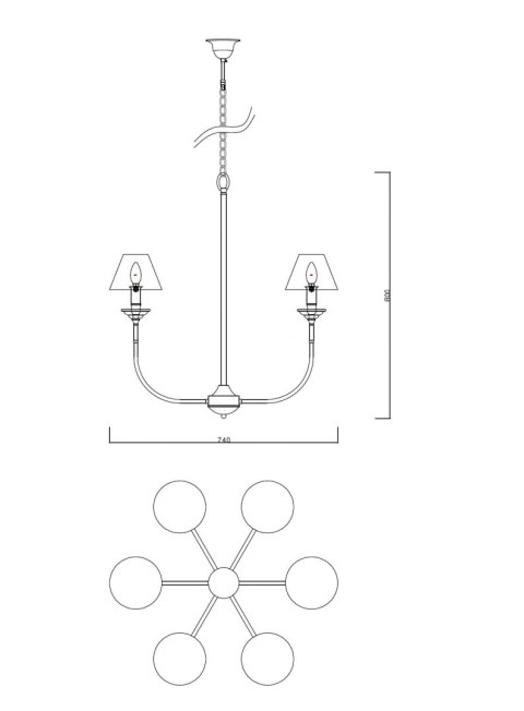 Lampa wisząca Glamour 6xE14 czarna LP-979/6P