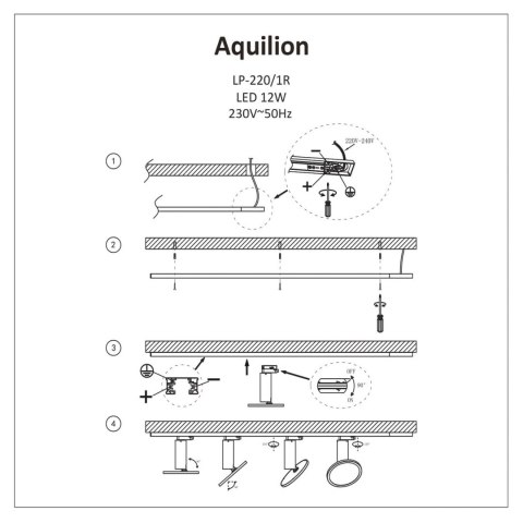Reflektor do szynoprzewodu Aquilion 1F czarny LED 3000K Light Prestige