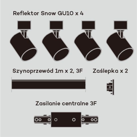 Snow SET 3F 4xGU10 czarny LP-737 BK SET 3F Light Prestige