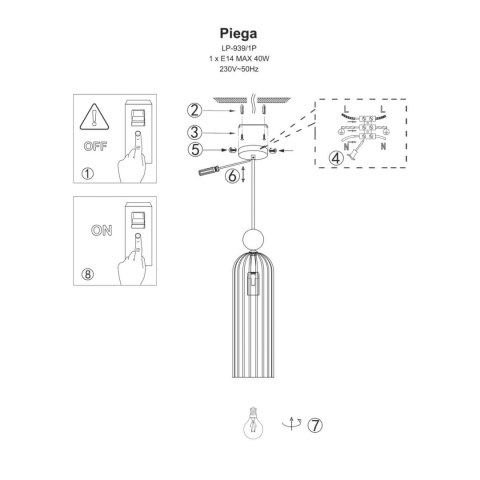 Piega 1 wisząca duża Bursztynowa Light Prestige