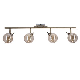 Lentini Lampa sufitowa listwa patynowy 4x40w g9 klosz bursztynowy