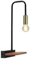 Melo lampa kinkiet czarny 1x40w E14 z półka drewniany