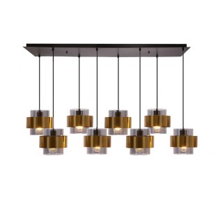 Spiega lampa wisząca czarny+mosiężny 8x60w e27 klosz dymiony