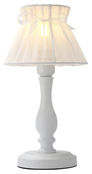 Lampa stołowa nocna biała abażur z organzy 40W E27 Zefir Candellux 41-73815