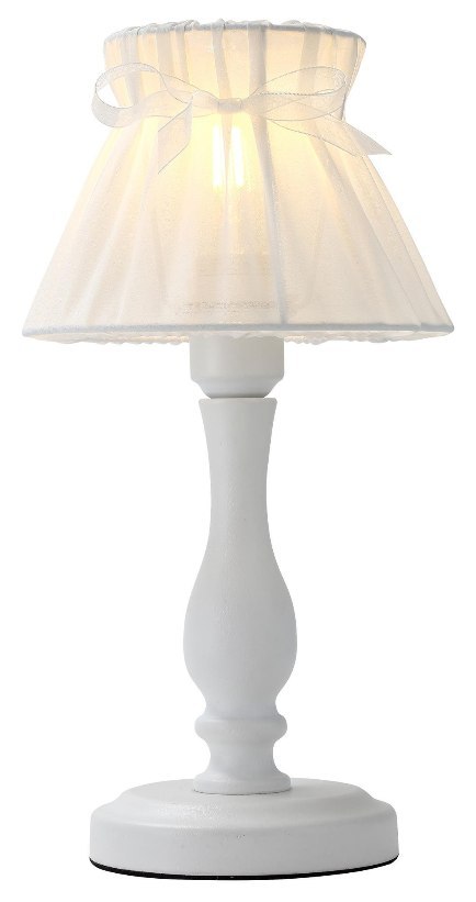 Lampa stołowa nocna biała abażur z organzy 40W E27 Zefir Candellux 41-73815