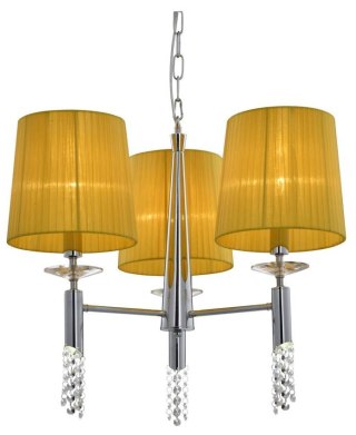 Żyrandol z kryształkami 3xE27 żółta + krształki Dual